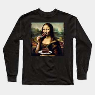 Mona Lisa Inspired Art Print for Chocolate Cake Day Long Sleeve T-Shirt